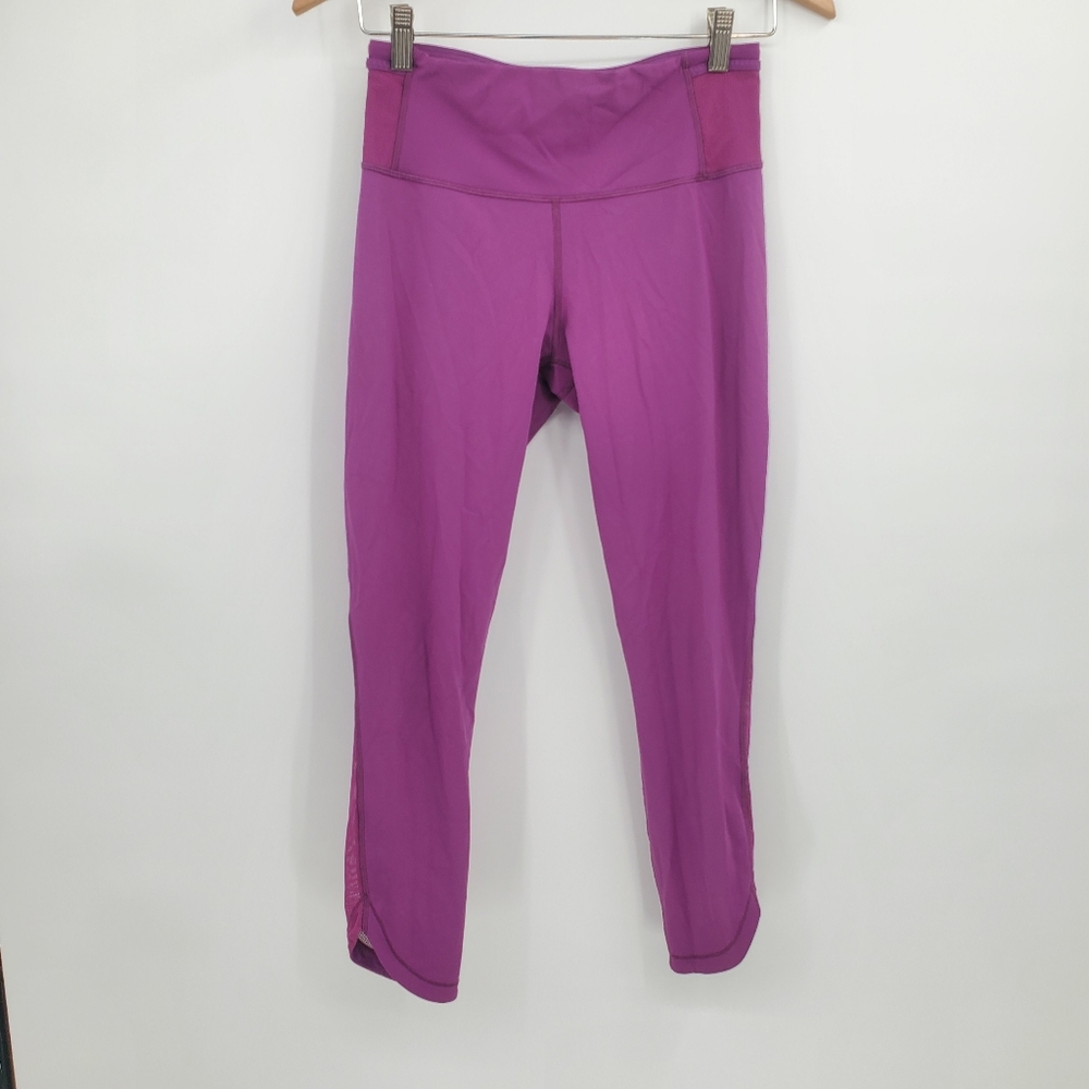 ☆☆ Lululemon Luxtreme Mesh Panel Crop Leggings Fuschia Size 4